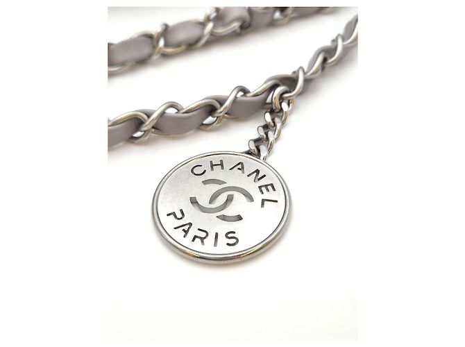 Chanel Borsa a Spalla Medium Grigia Marrone - vista 18