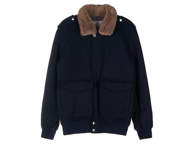 Brunello Cucinelli Giacca da uomo con collo in pelliccia e tasche con patta Nero - vista 10