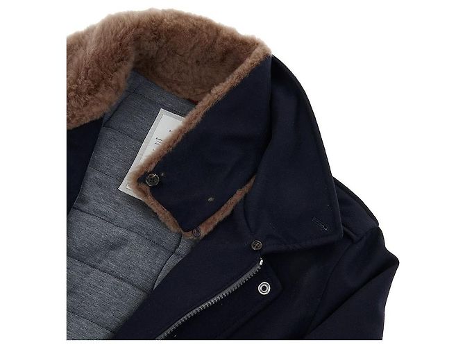 Brunello Cucinelli Giacca da uomo con collo in pelliccia e tasche con patta Nero - vista 8