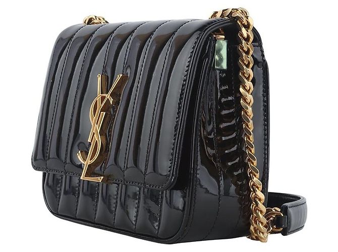 Saint Laurent Borsa Vicky Small in vernice trapuntata Multicolore - vista 2