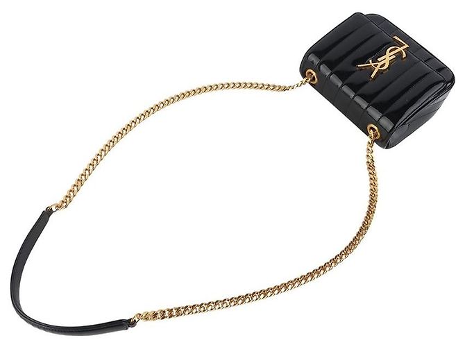 Saint Laurent Borsa Vicky Small in vernice trapuntata Multicolore - vista 4