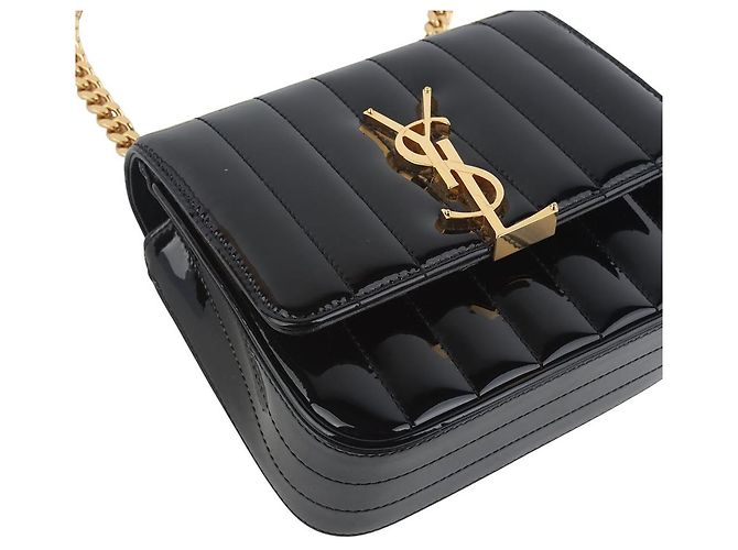 Saint Laurent Borsa Vicky Small in vernice trapuntata Multicolore - vista 5