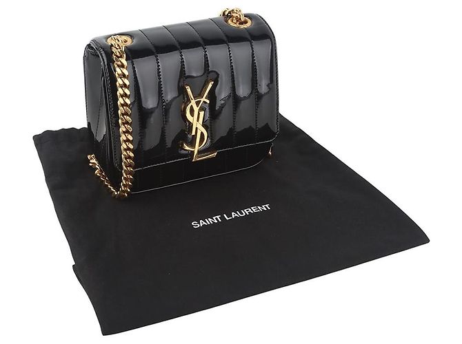 Saint Laurent Borsa Vicky Small in vernice trapuntata Multicolore - vista 8
