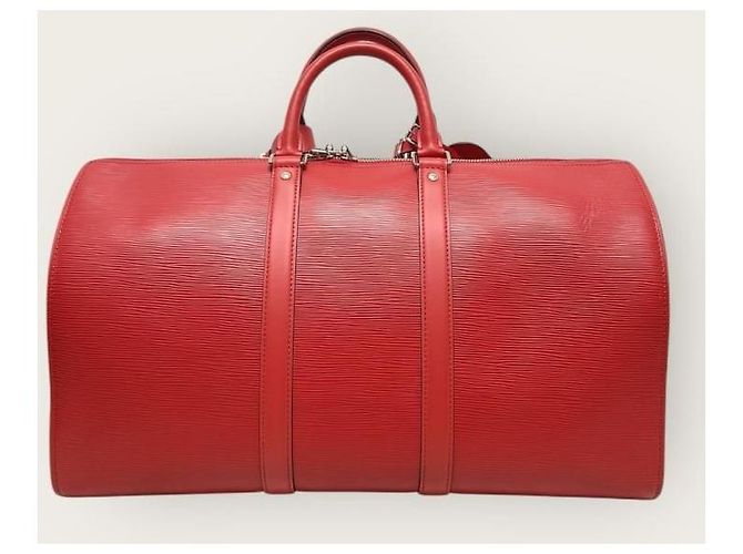 Louis Vuitton Borsa Keepall Epi con Logo Supreme Rosso - vista 5
