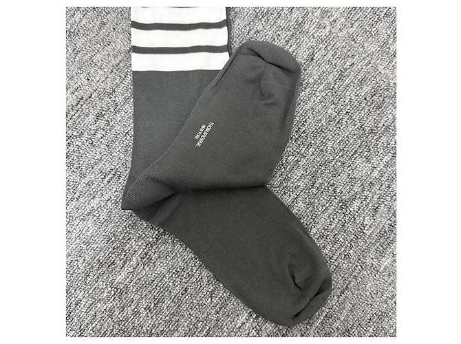 Thom Browne Leichte Baumwollsocken mit mittlerem Schaft Dunkelgrau Braun - Ansicht 10