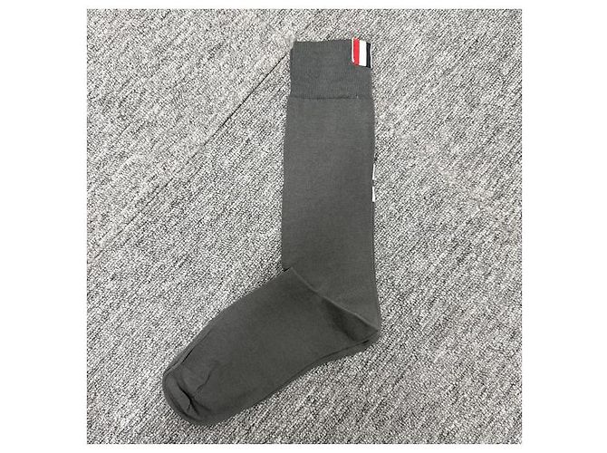 Thom Browne Leichte Baumwollsocken mit mittlerem Schaft Dunkelgrau Braun - Ansicht 2