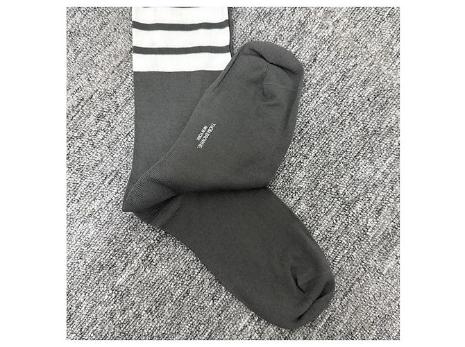 Thom Browne Leichte Baumwollsocken mit mittlerem Schaft Dunkelgrau Braun - Ansicht 3
