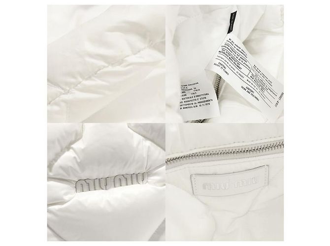 Miu Miu Weiße gesteppte Nylon-Tote-Bag - Ansicht 7