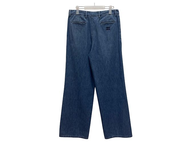 Miu Miu Pantaloni in denim chambray con logo Nero - vista 2