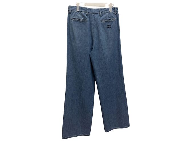 Miu Miu Pantaloni in denim chambray con logo Nero - vista 3