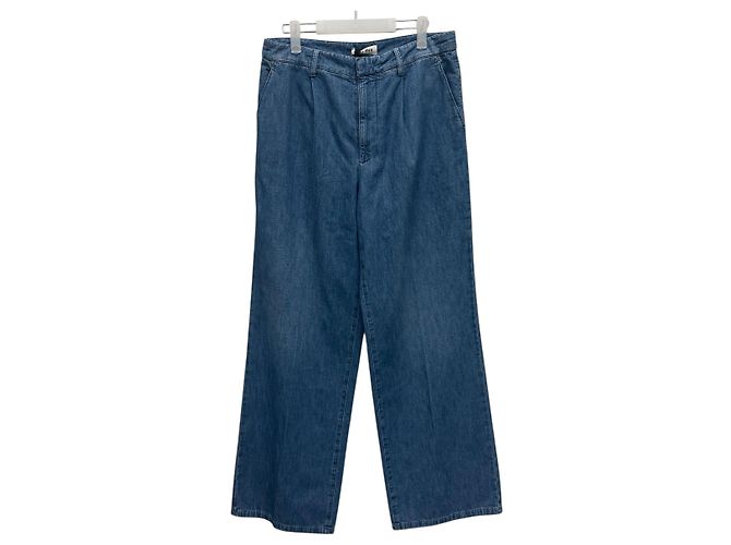 Miu Miu Pantaloni in denim chambray con logo Nero - vista 5