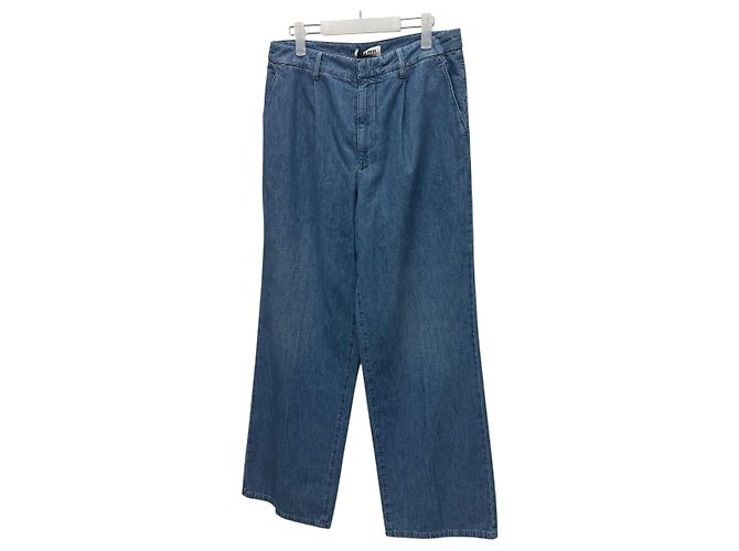 Miu Miu Pantaloni in denim chambray con logo Nero - vista 6