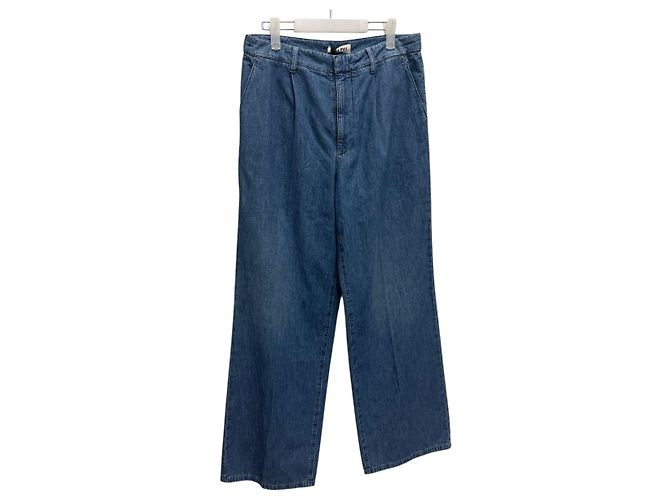 Miu Miu Pantaloni in denim chambray con logo Nero - vista 7