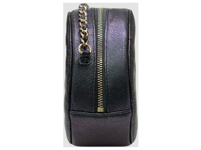 Chanel Serie di borse a tracolla Classic Round Caviar Black Purple Pearl Nero - vista 3