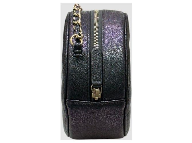 Chanel Serie di borse a tracolla Classic Round Caviar Black Purple Pearl Nero - vista 4