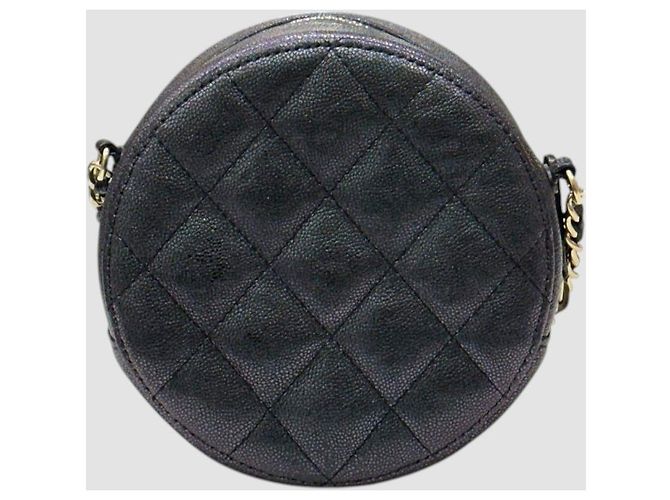 Chanel Serie di borse a tracolla Classic Round Caviar Black Purple Pearl Nero - vista 7