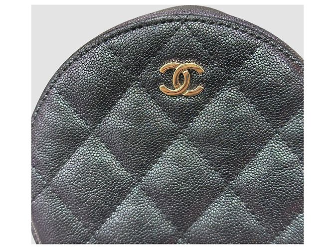 Chanel Serie di borse a tracolla Classic Round Caviar Black Purple Pearl Nero - vista 8