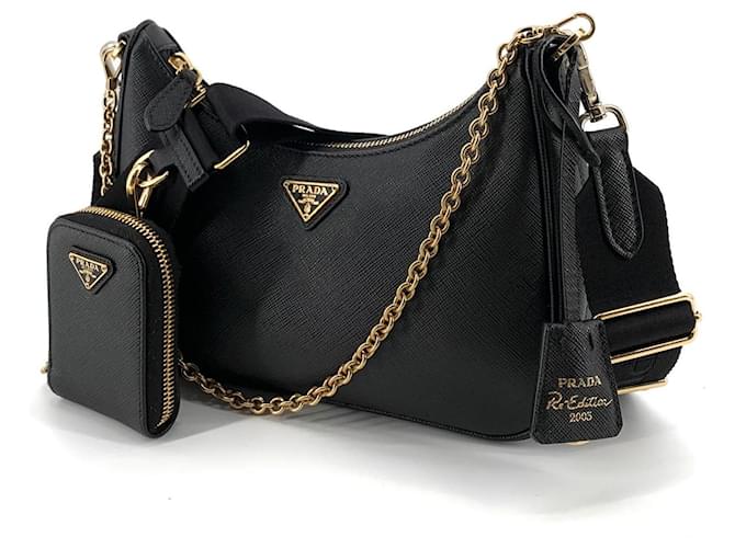 Prada Borsa Hobo Multi in Saffiano nero - vista 2