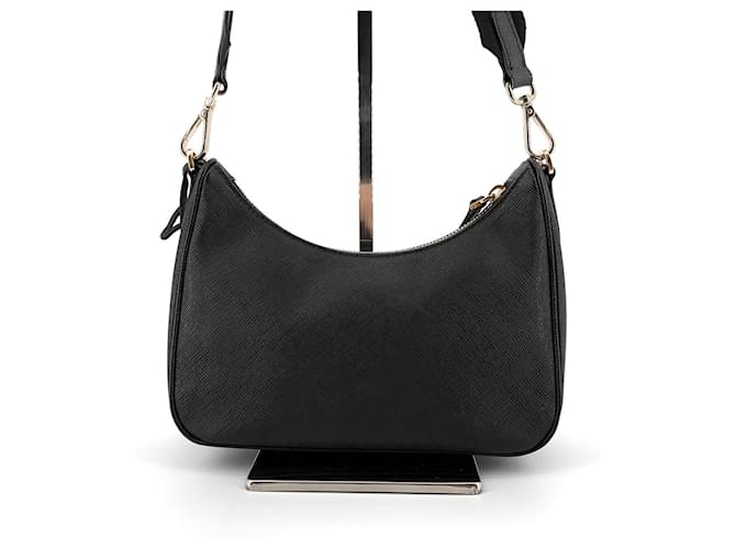 Prada Borsa Hobo Multi in Saffiano nero - vista 6