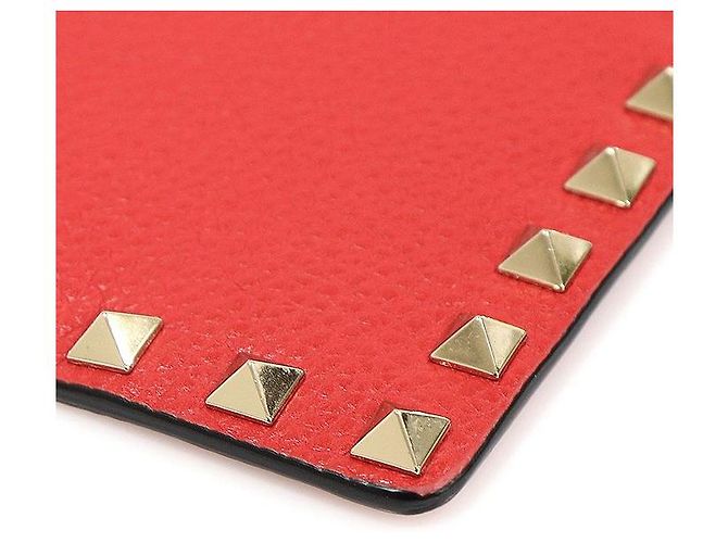 Valentino Clutch a Busta in Pelle Red Stamp Gold Rockstud Rosso - vista 6