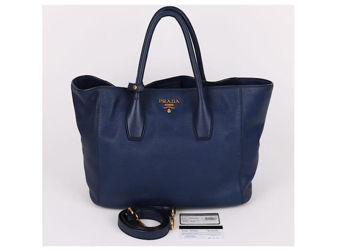 Prada Tote e Borsa a Spalla Vitello Blue Large - vista 12