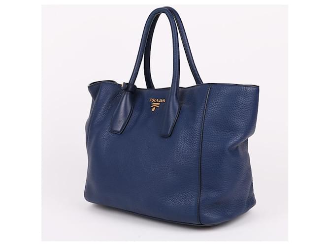 Prada Tote e Borsa a Spalla Vitello Blue Large - vista 3