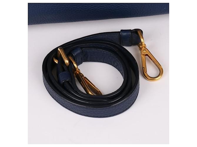 Prada Tote e Borsa a Spalla Vitello Blue Large - vista 7