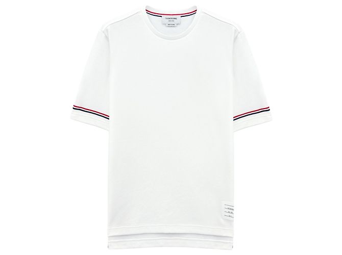 Thom Browne Oversized Kurzarm-T-Shirt aus Baumwolle im Rugby-Stil Silber - Ansicht 6