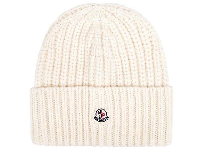 Moncler Logo Woll-Kaschmir-Beanie Weiß - Ansicht 2