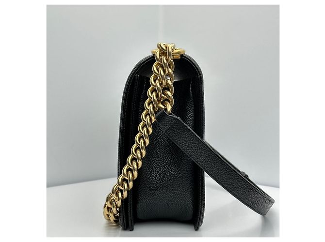 Chanel Borsa Boy Large Flap Bag Black Caviar Gold-Tone Shoulder Bag Nero - vista 4