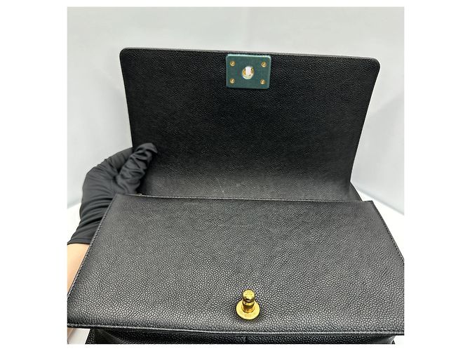 Chanel Borsa Boy Large Flap Bag Black Caviar Gold-Tone Shoulder Bag Nero - vista 6