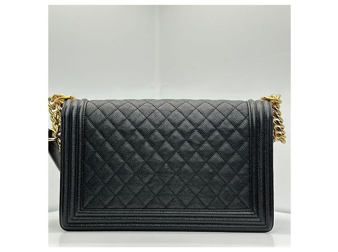 Chanel Borsa Boy Large Flap Bag Black Caviar Gold-Tone Shoulder Bag Nero - vista 9