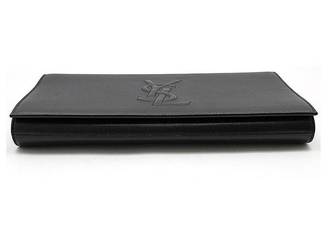 Saint Laurent Clutch Belljour in pelle nera YSL Nero - vista 5