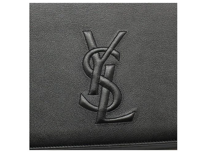 Saint Laurent Clutch Belljour in pelle nera YSL Nero - vista 6