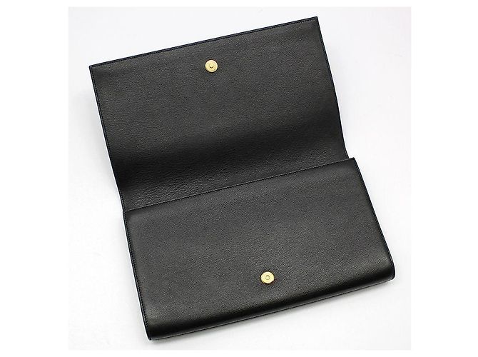Saint Laurent Clutch Belljour in pelle nera YSL Nero - vista 7