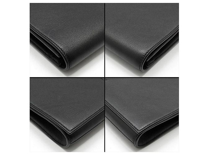 Saint Laurent Clutch Belljour in pelle nera YSL Nero - vista 9