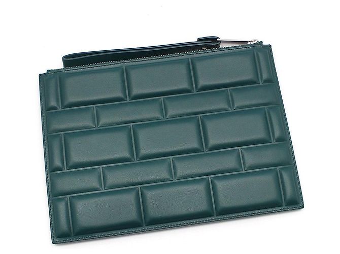 Bottega Veneta Clutch Padded Block Nappa Small Blu - vista 4