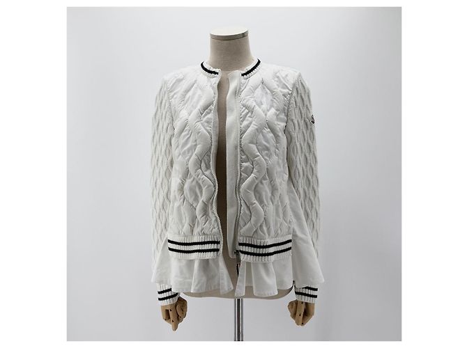 Moncler Jaqueta acolchoada de malha com zíper para crianças Prata - vista 3