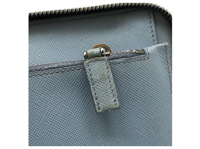 Prada Navy Saffiano Organizer Long Wallet Blue - view 10