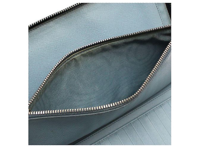 Prada Navy Saffiano Organizer Long Wallet Blue - view 11