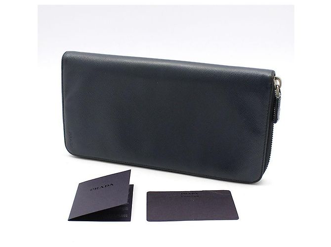 Prada Navy Saffiano Organizer Long Wallet Blue - view 2