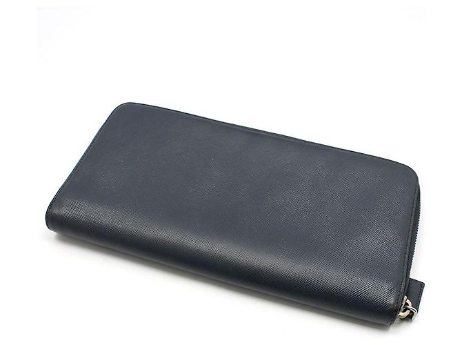 Prada Navy Saffiano Organizer Long Wallet Blue - view 4