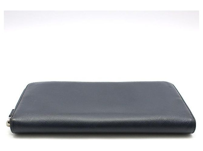 Prada Navy Saffiano Organizer Long Wallet Blue - view 5