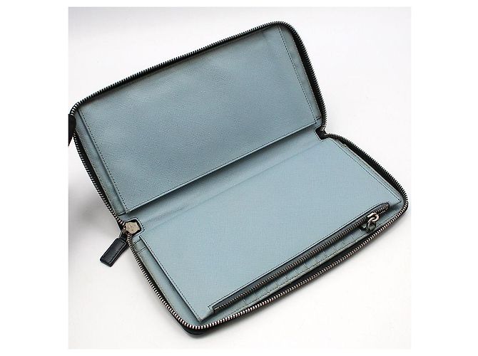 Prada Navy Saffiano Organizer Long Wallet Blue - view 7