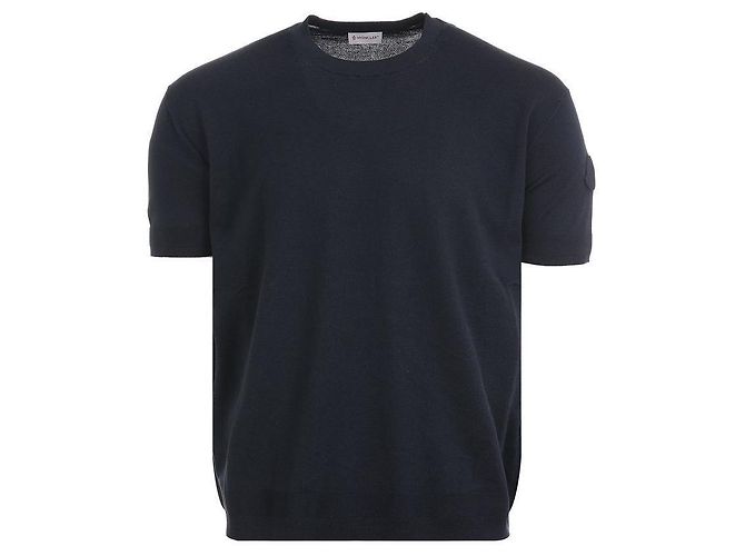 Moncler Strick-T-Shirt aus Seide und Baumwolle Blau - Ansicht 2
