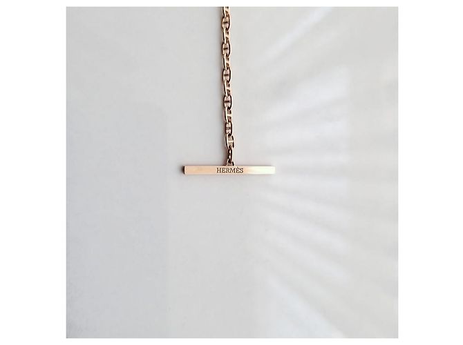 Hermès Pulsera Contour de Eslabones en Oro Rosa Plata - vista 10