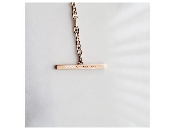 Hermès Pulsera Contour de Eslabones en Oro Rosa Plata - vista 11