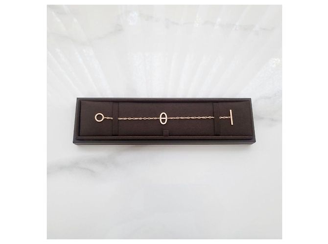 Hermès Pulsera Contour de Eslabones en Oro Rosa Plata - vista 12