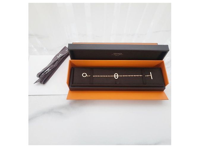 Hermès Pulsera Contour de Eslabones en Oro Rosa Plata - vista 13