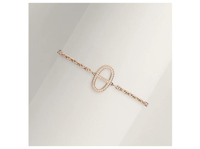 Hermès Pulsera Contour de Eslabones en Oro Rosa Plata - vista 2